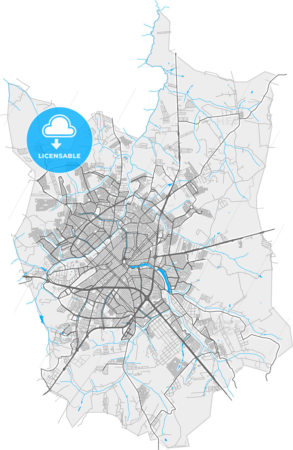 Sao Jose do Rio Preto, Brazil, high quality vector map