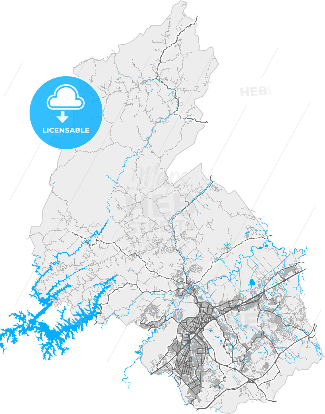 Sao Jose dos Campos, Brazil, high quality vector map