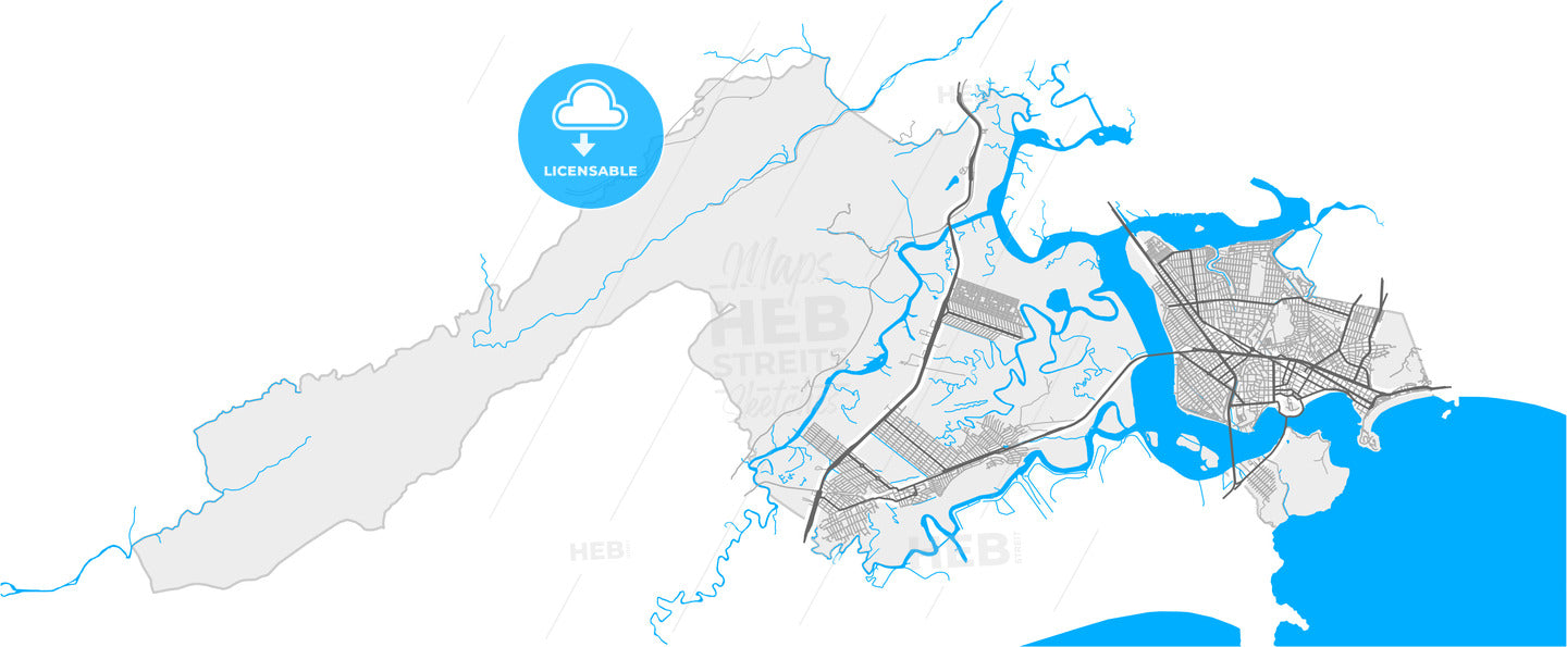 Sao Vicente, Brazil, high quality vector map