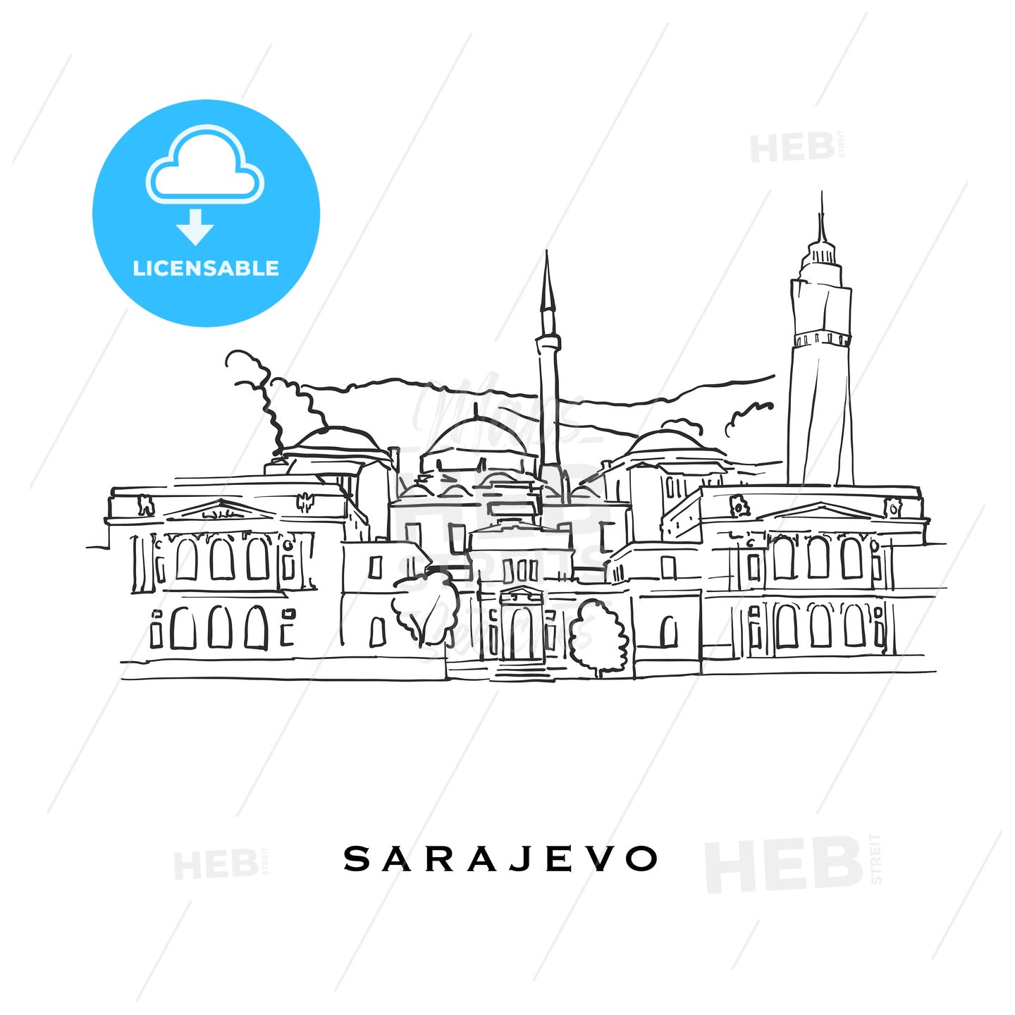 Sarajevo Bosnia and Herzegovina famous architecture – instant download