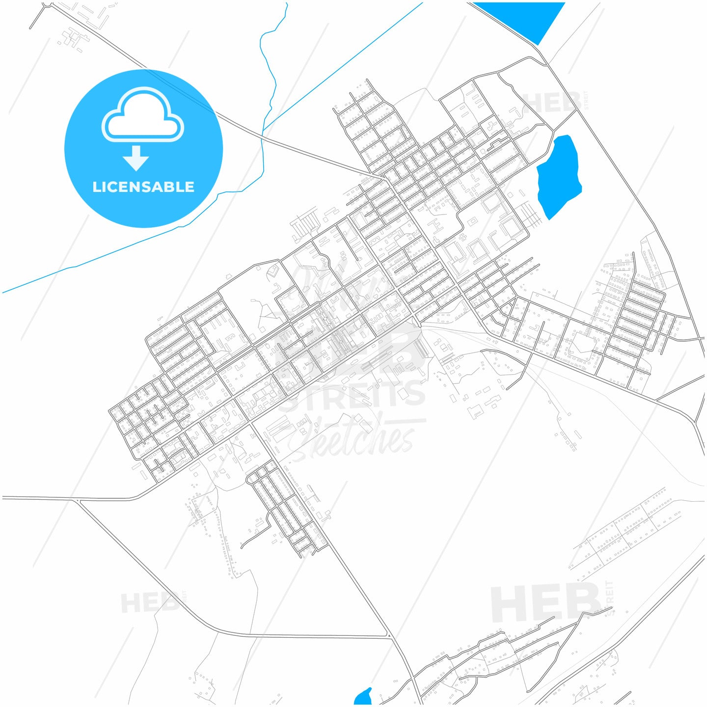 Saran, Karagandy Province, Kazakhstan, city map with high quality roads.