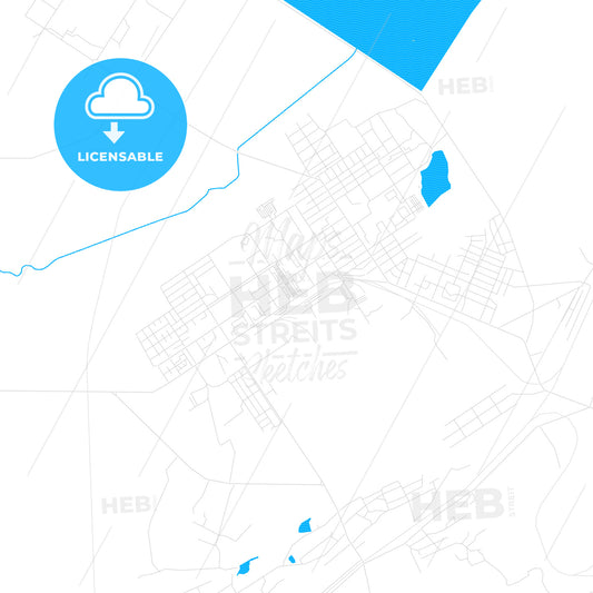 Saran, Kazakhstan PDF vector map with water in focus
