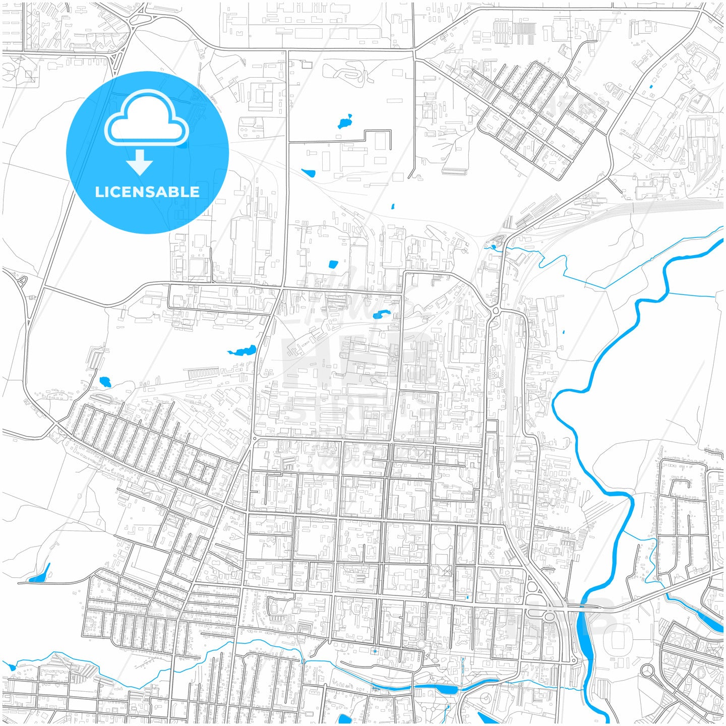 Saransk, Republic of Mordovia, Russia, city map with high quality roads.