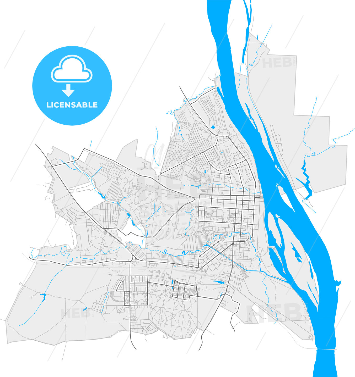 Sarapul, Udmurt Republic, Russia, high quality vector map