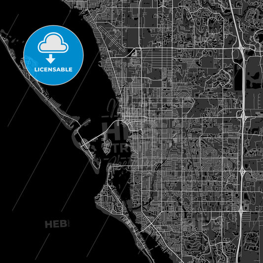 Sarasota, Florida - Area Map - Dark