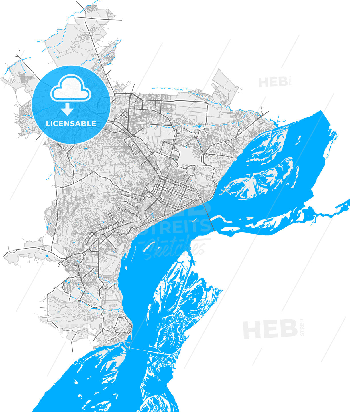 Saratov, Saratov Oblast, Russia, high quality vector map