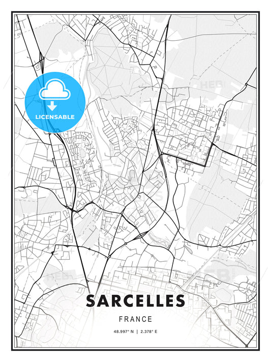 Sarcelles, France, Modern Print Template in Various Formats - HEBSTREITS Sketches
