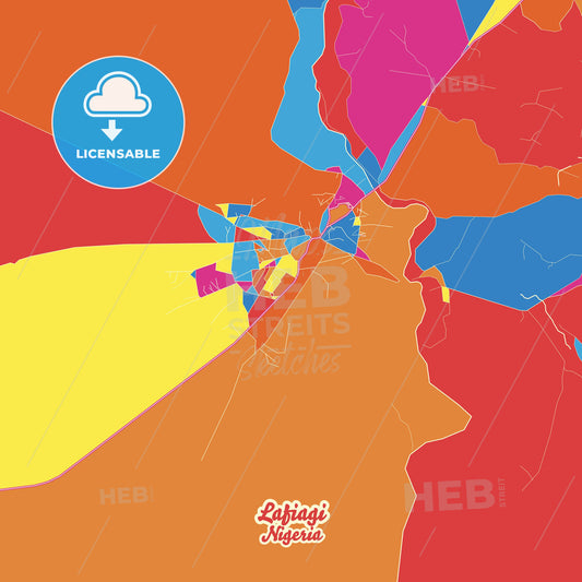 Sarh, Chad Crazy Colorful Street Map Poster Template - HEBSTREITS Sketches
