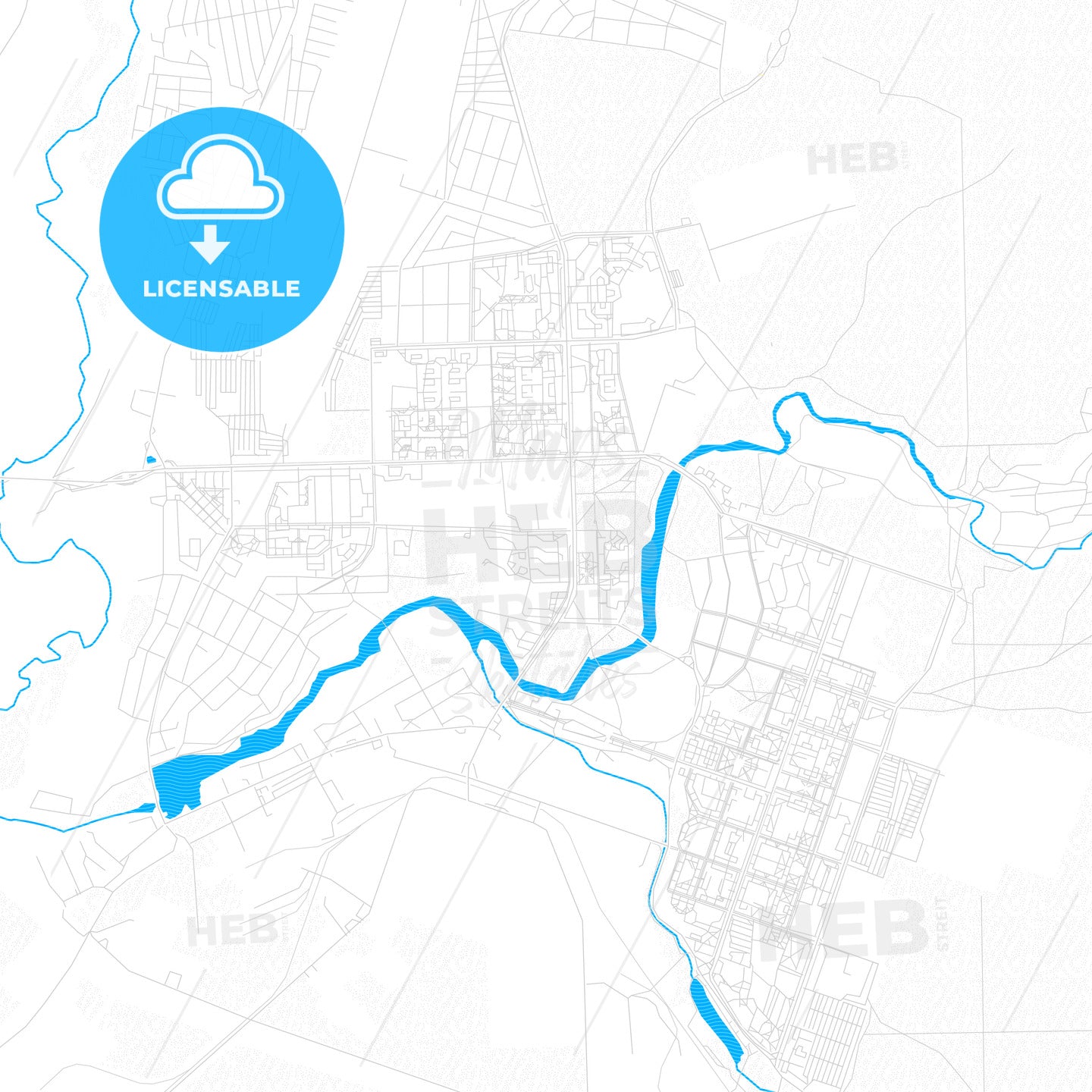 Sarov, Russia PDF vector map with water in focus