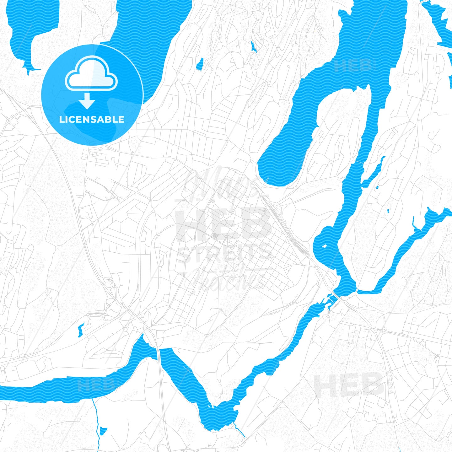 Sarpsborg, Norway PDF vector map with water in focus