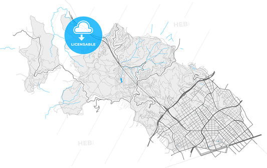 Sarrià-Sant Gervasi, Barcelona, Spain, high quality vector map