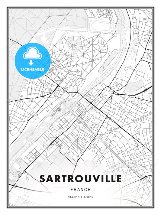 Sartrouville, France, Modern Print Template in Various Formats - HEBSTREITS Sketches