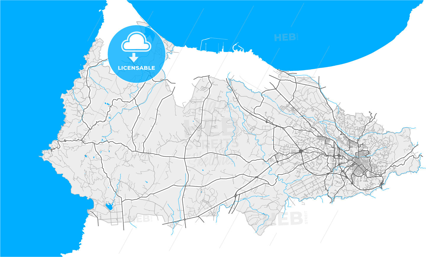 Sassari, Sardinia, Italy, high quality vector map