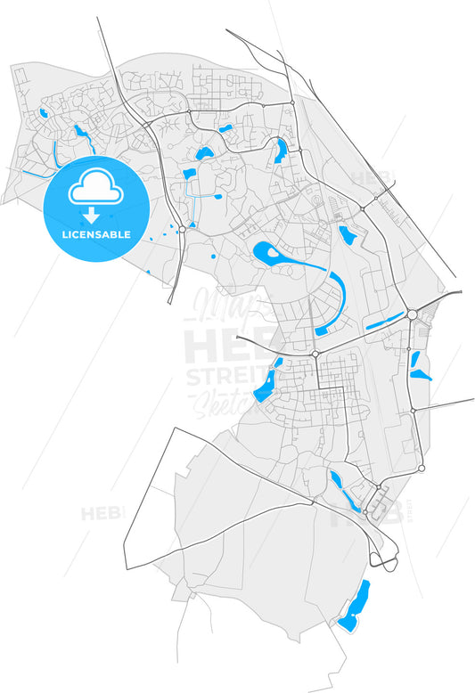 Savigny-le-Temple, Seine-et-Marne, France, high quality vector map