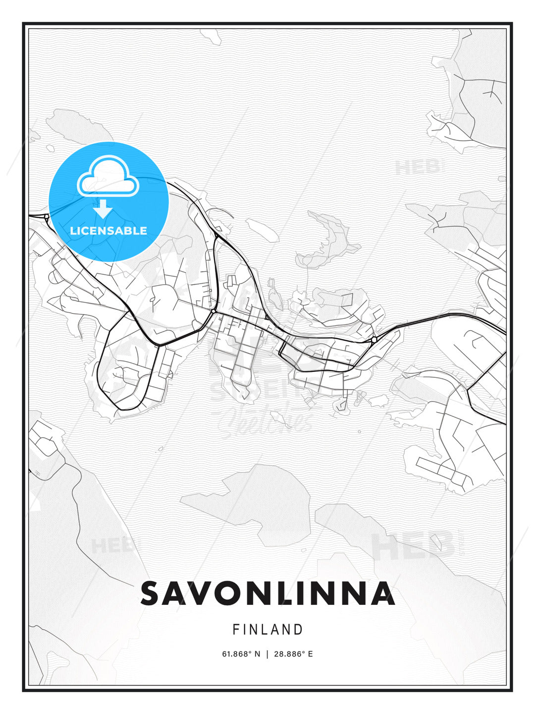 Savonlinna, Finland, Modern Print Template in Various Formats - HEBSTREITS Sketches