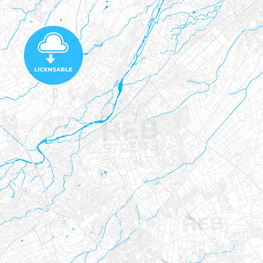 Sayama, Japan PDF vector map with water in focus