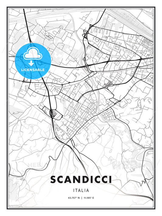 Scandicci, Italy, Modern Print Template in Various Formats - HEBSTREITS Sketches