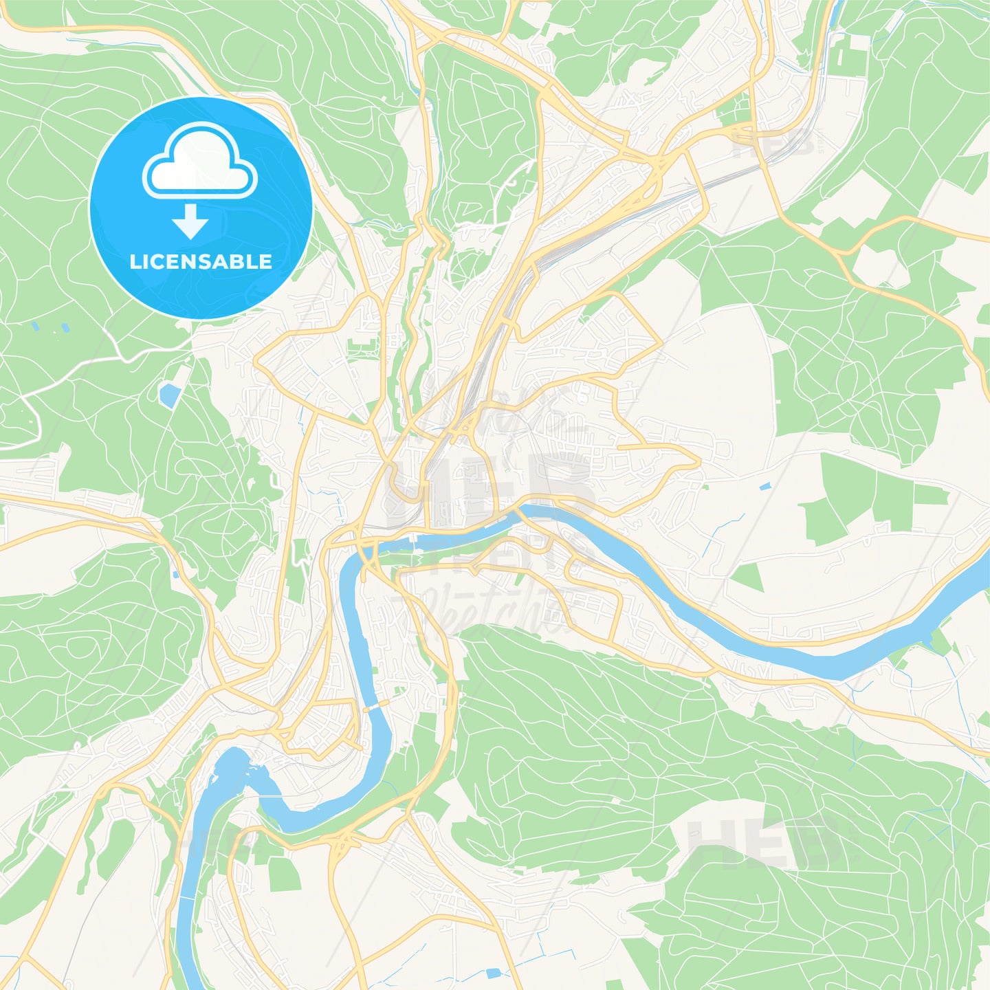 Schaffhausen, Switzerland Vector Map - Classic Colors