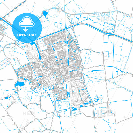 Schagen, North Holland, Netherlands, city map with high quality roads.