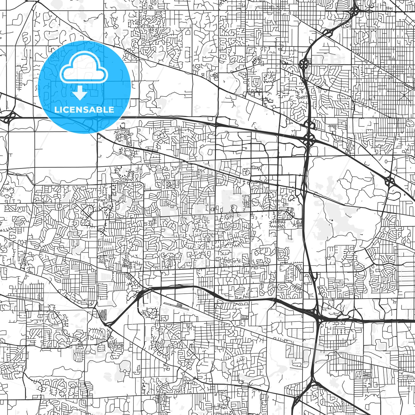 Schaumburg, Illinois - Area Map - Light