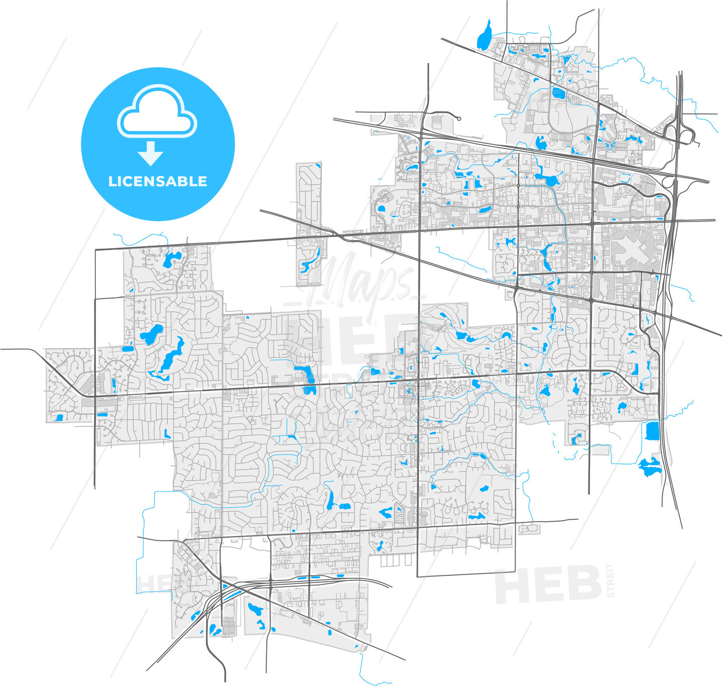 Schaumburg, Illinois, United States, high quality vector map