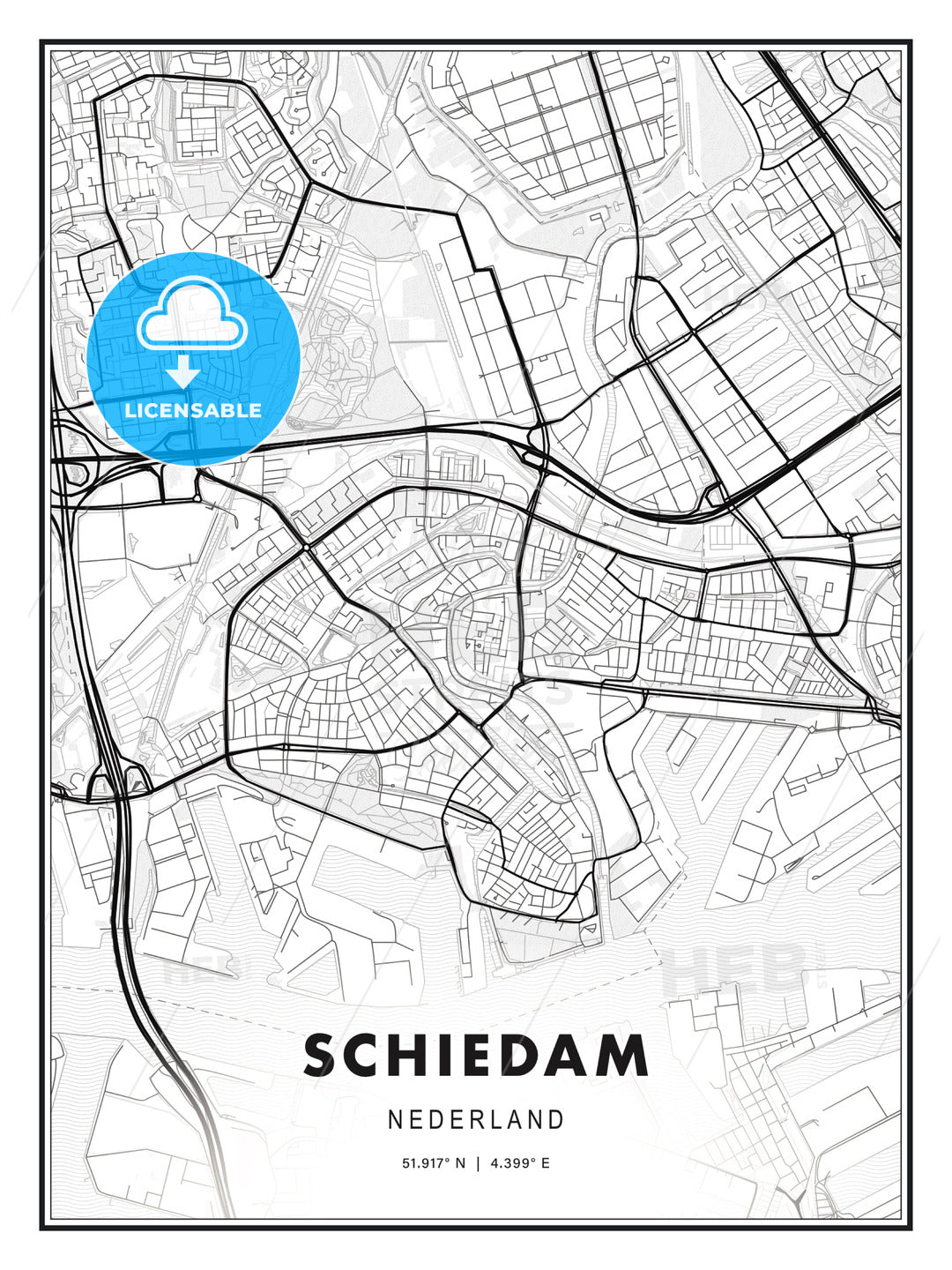 Schiedam, Netherlands, Modern Print Template in Various Formats - HEBSTREITS Sketches