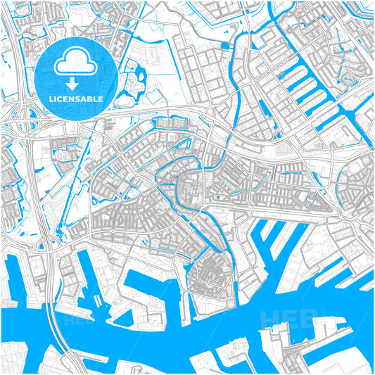 Schiedam, South Holland, Netherlands, city map with high quality roads.