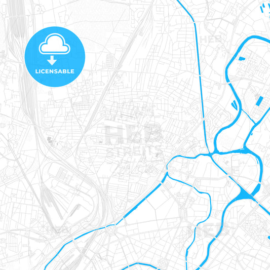 Schiltigheim, France PDF vector map with water in focus