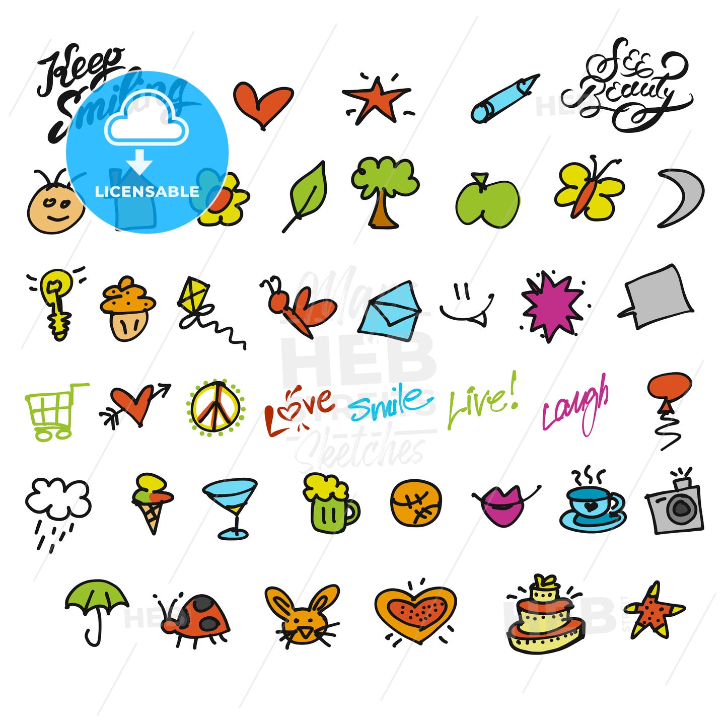 School Doodle Education Sketched Icons – instant download