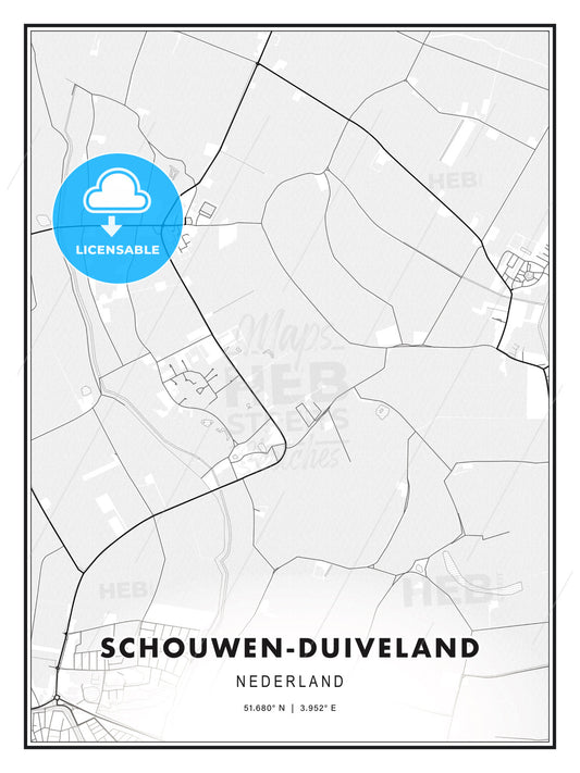 Schouwen-Duiveland, Netherlands, Modern Print Template in Various Formats - HEBSTREITS Sketches