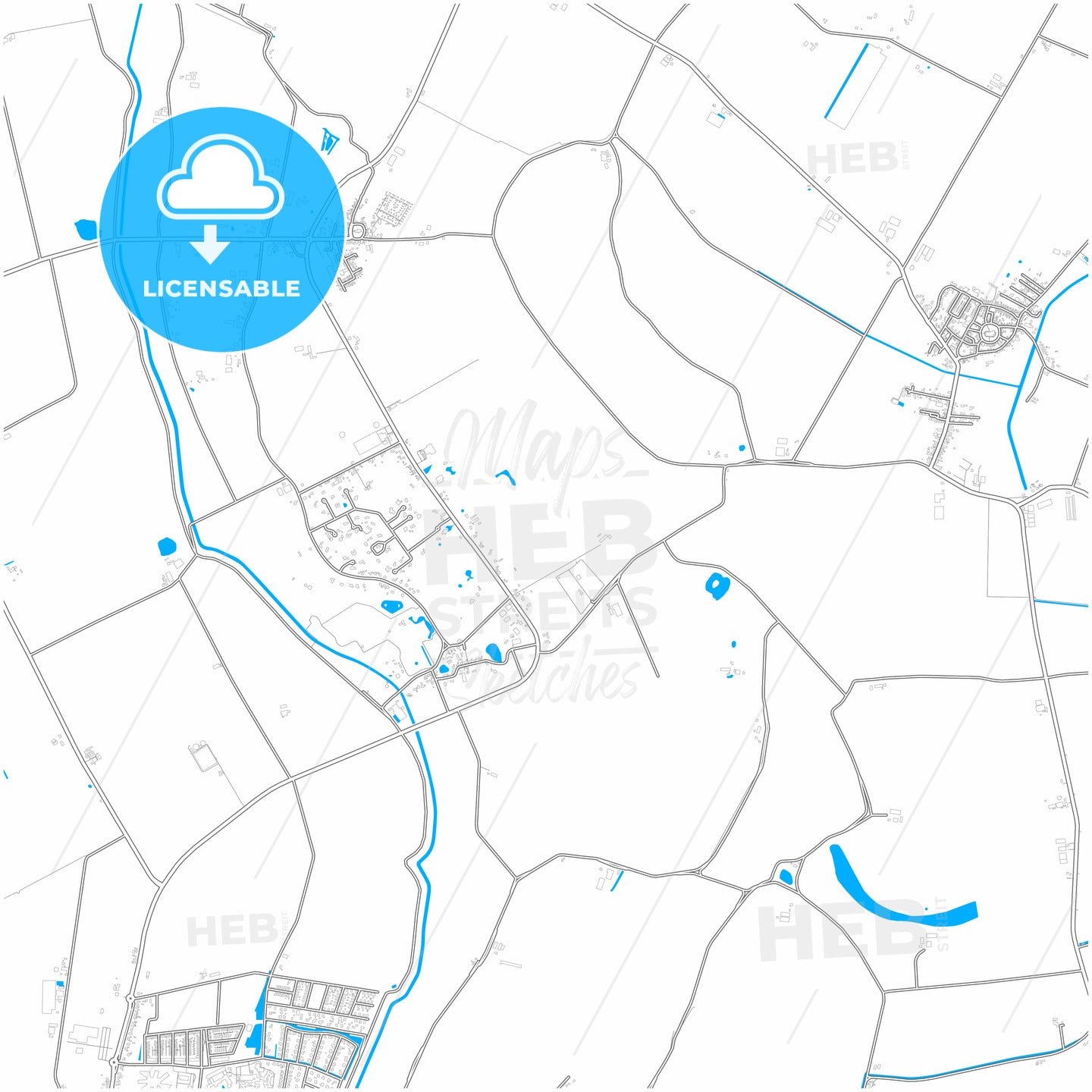 Schouwen-Duiveland, Zeeland, Netherlands, city map with high quality roads.