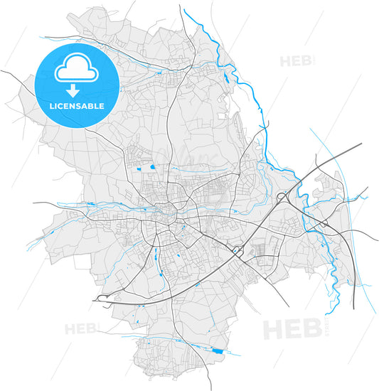 Schwabach, Bavaria, Germany, high quality vector map