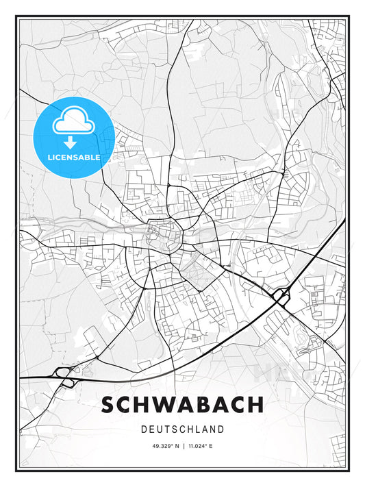 Schwabach, Germany, Modern Print Template in Various Formats - HEBSTREITS Sketches