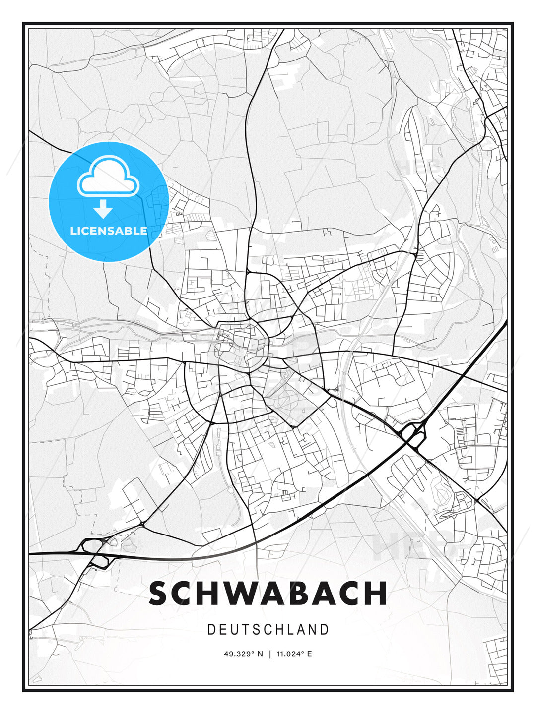 Schwabach, Germany, Modern Print Template in Various Formats - HEBSTREITS Sketches