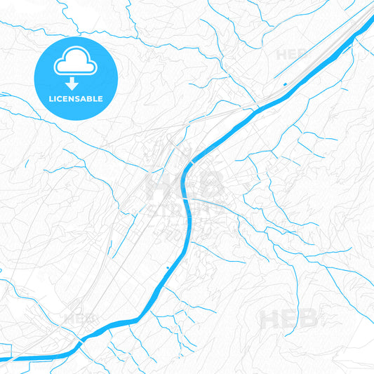 Schwaz, Austria PDF vector map with water in focus