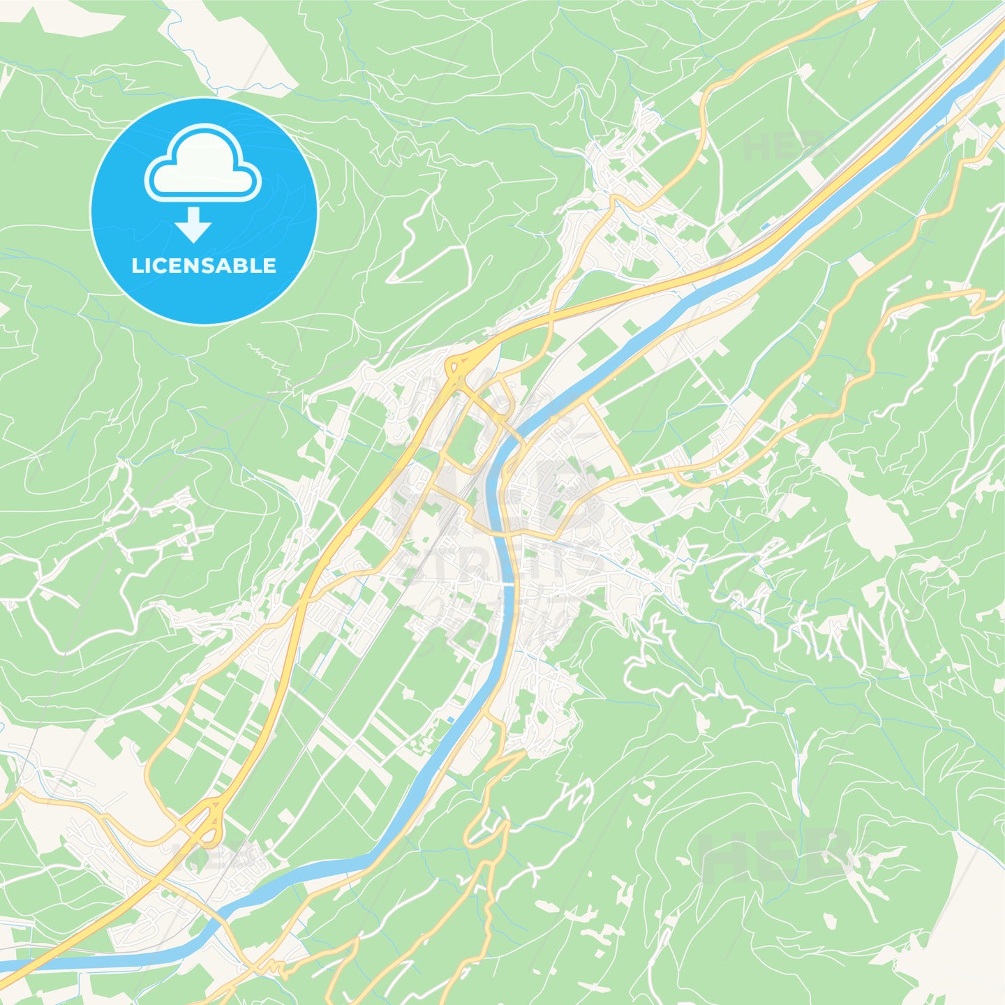 Schwaz, Austria Vector Map - Classic Colors