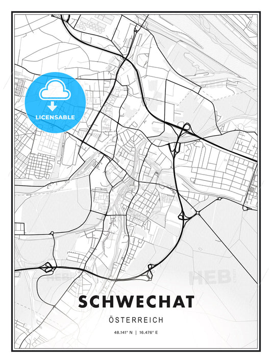 Schwechat, Austria, Modern Print Template in Various Formats - HEBSTREITS Sketches