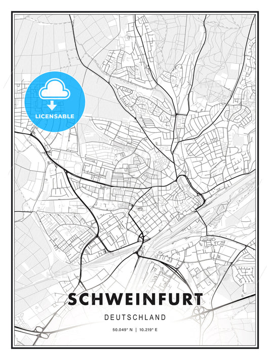 Schweinfurt, Germany, Modern Print Template in Various Formats - HEBSTREITS Sketches