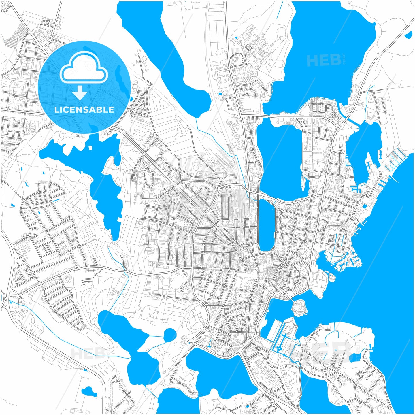 Schwerin, Mecklenburg-Western Pomerania, Germany, city map with high quality roads.