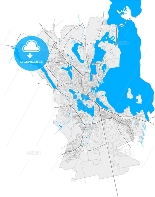 Schwerin, Mecklenburg-Western Pomerania, Germany, high quality vector map