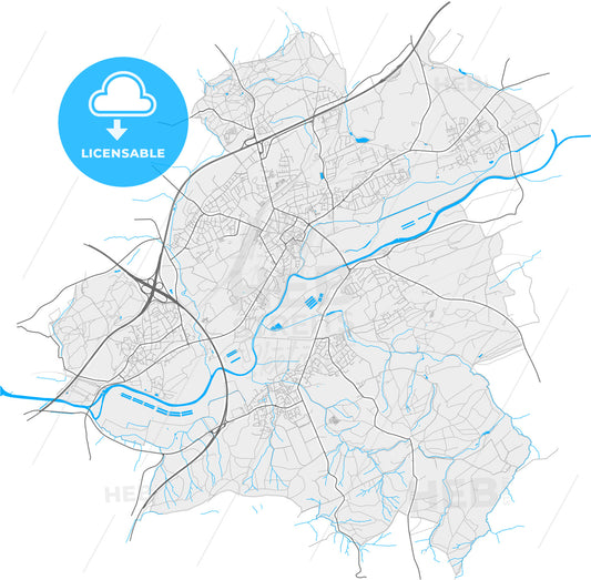 Schwerte, North Rhine-Westphalia, Germany, high quality vector map