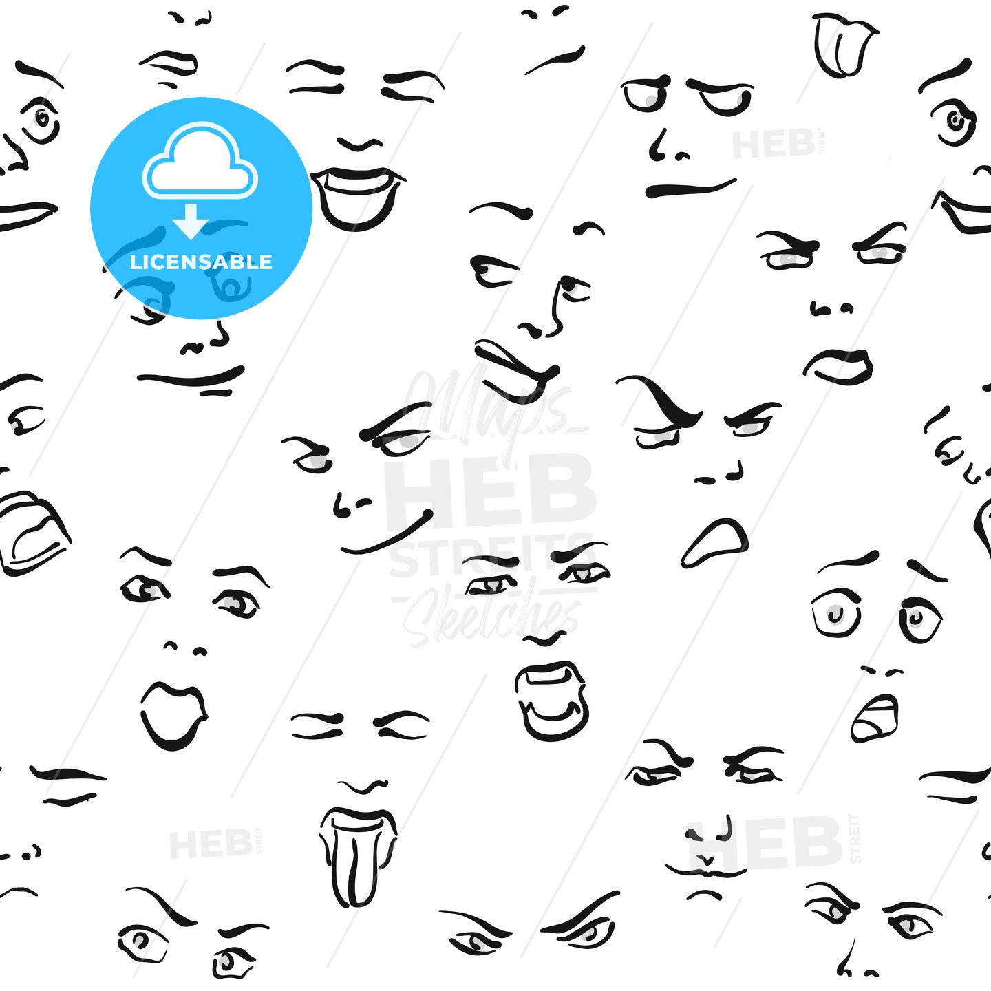 Seamless Set of Faces – instant download