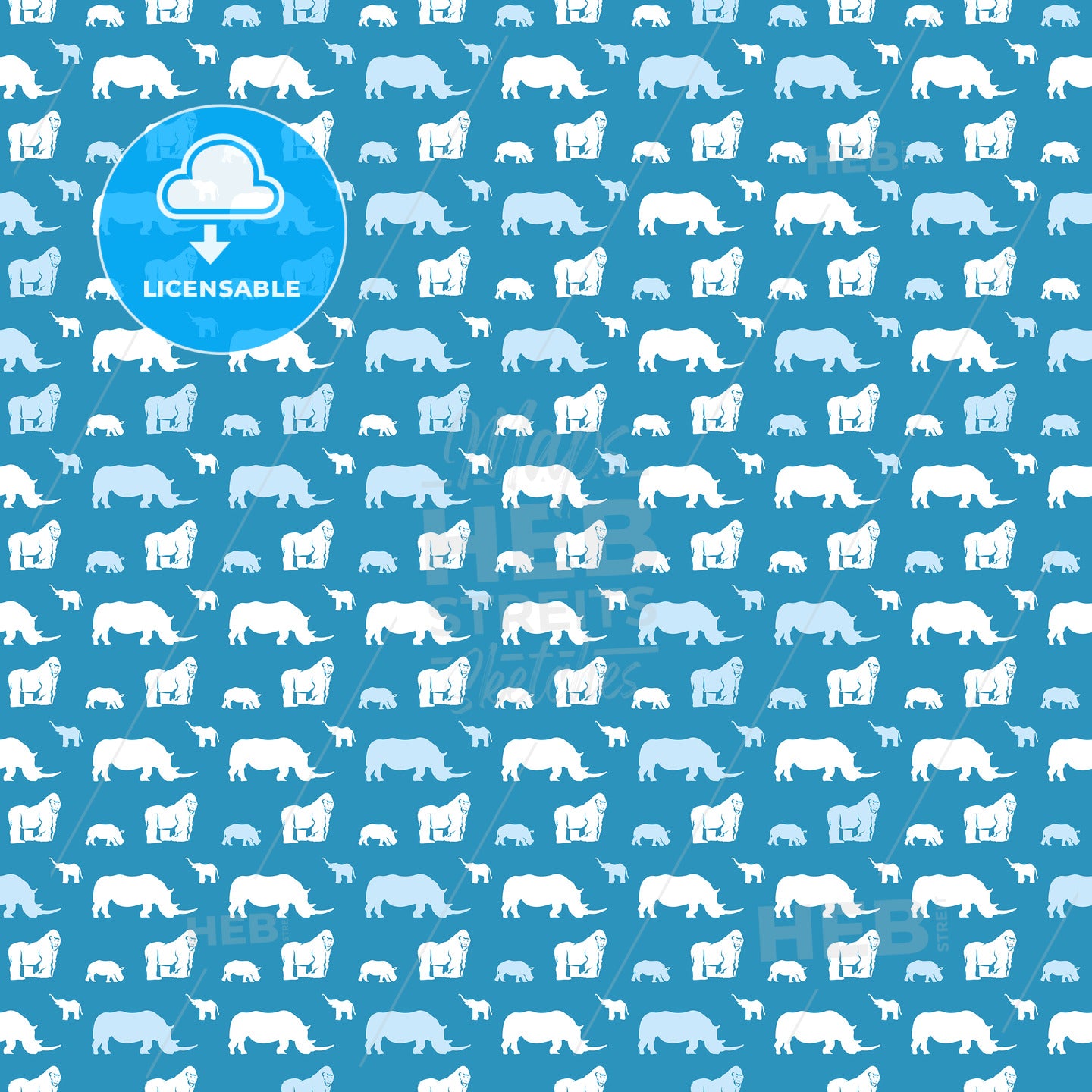 Seamless animal pattern for kids on blue – instant download