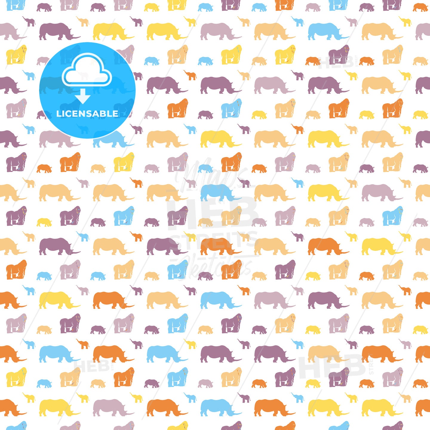 Seamless safari animals for kids wall art pattern – instant download