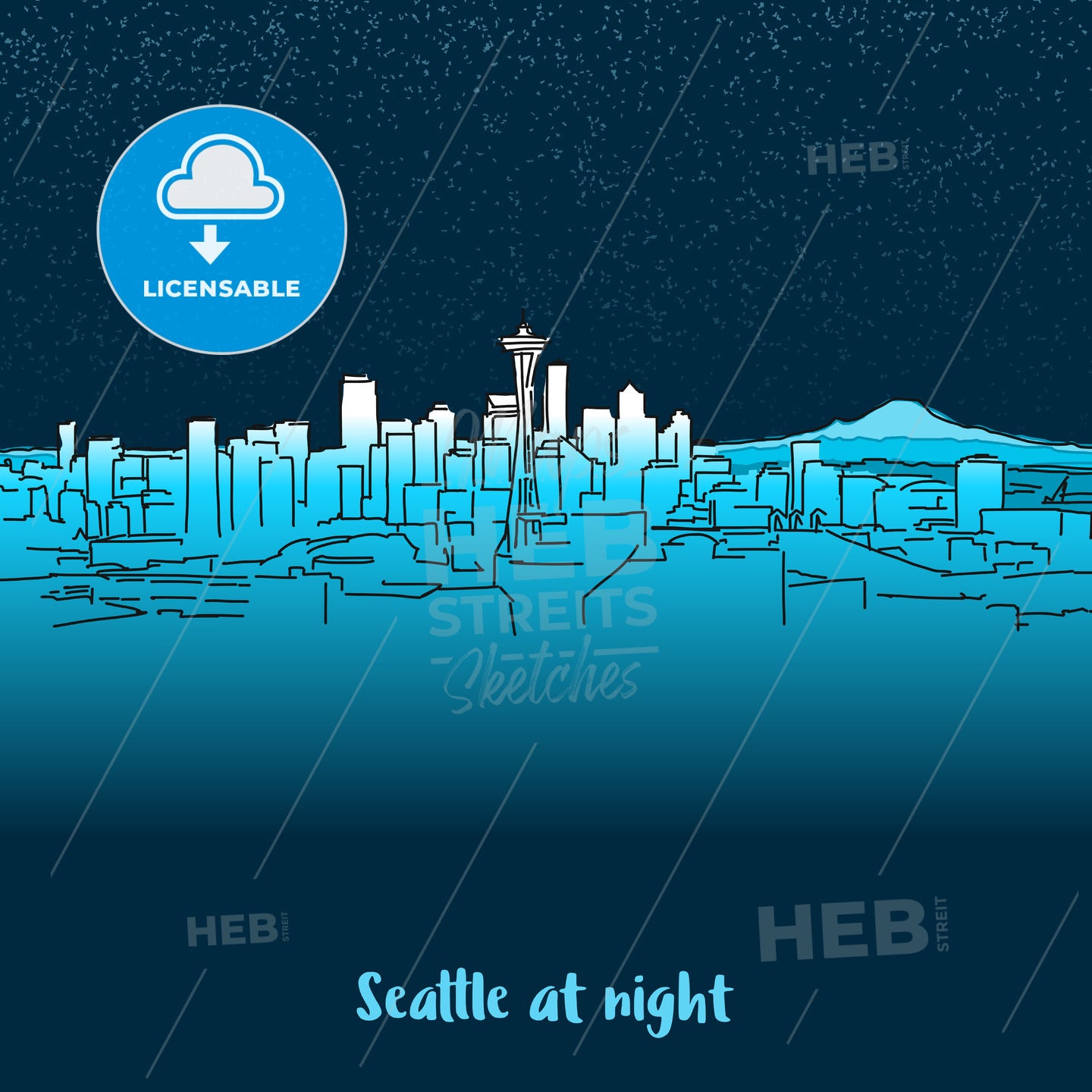 Seattle Skylinie at night – instant download