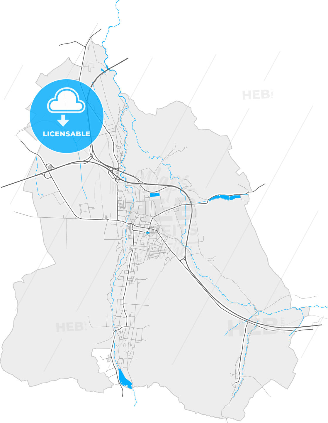 Sebeș, Alba, Romania, high quality vector map