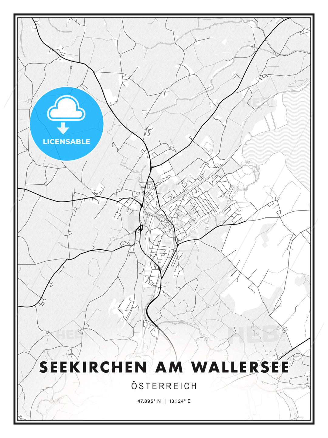 Seekirchen am Wallersee, Austria, Modern Print Template in Various Formats - HEBSTREITS Sketches