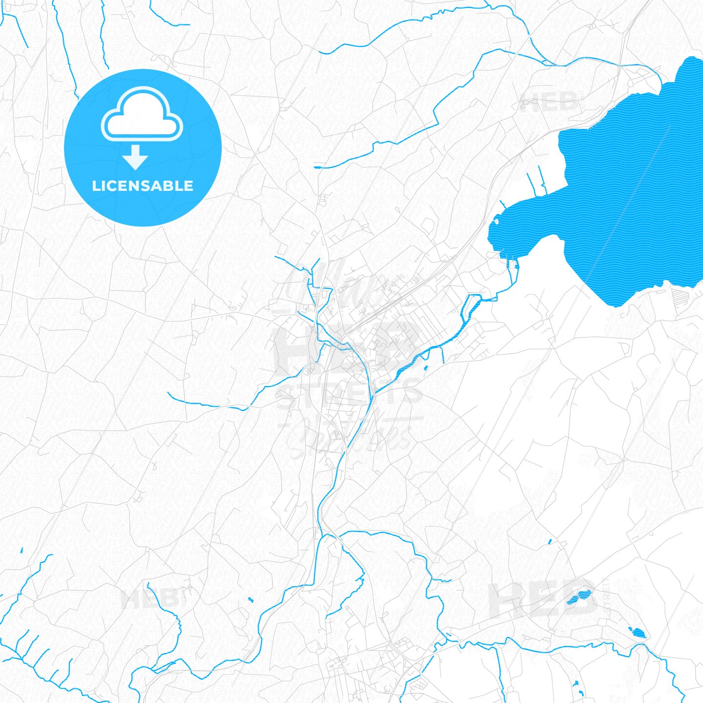 Seekirchen am Wallersee, Austria PDF vector map with water in focus