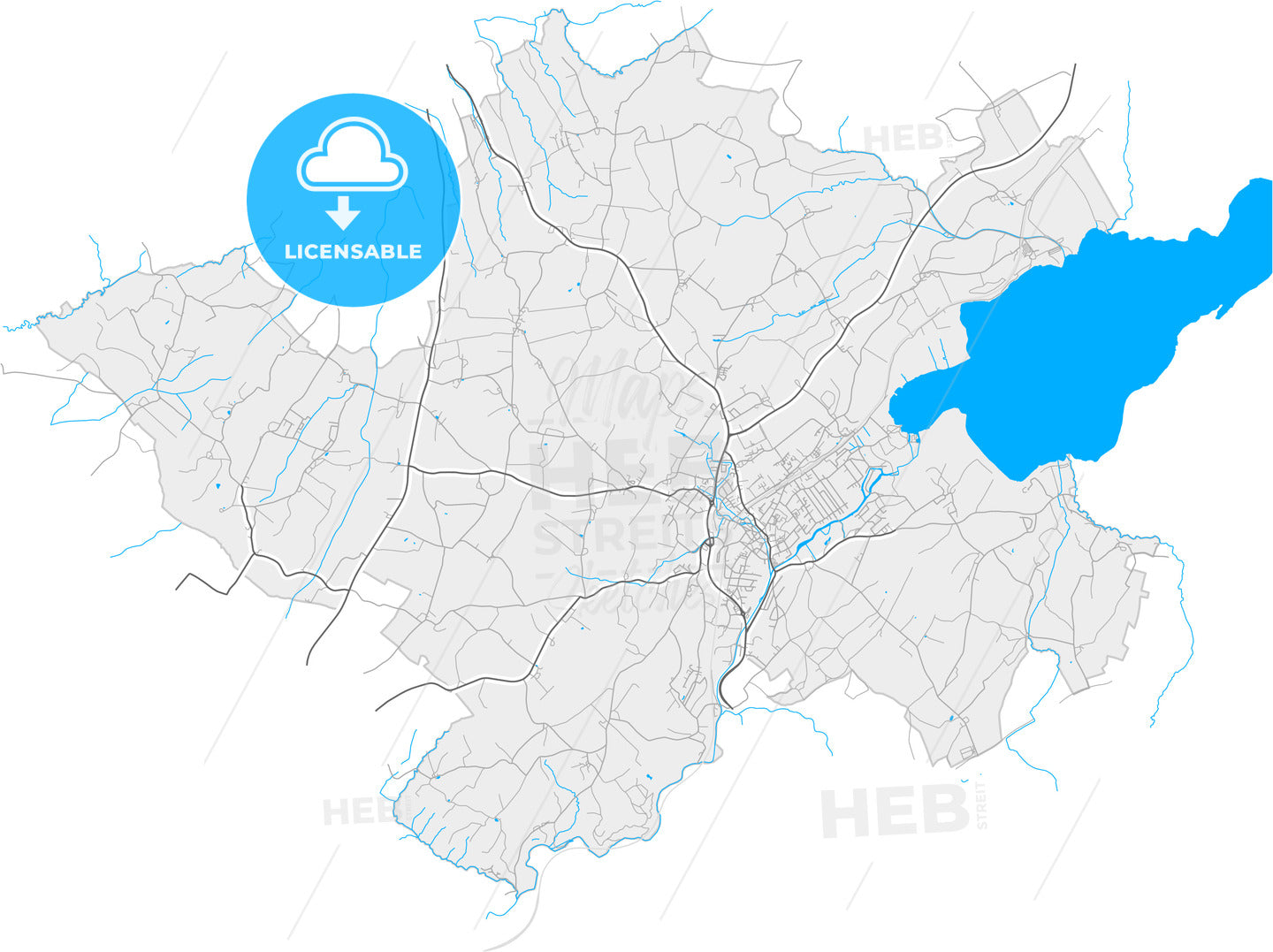 Seekirchen am Wallersee, Salzburg, Austria, high quality vector map