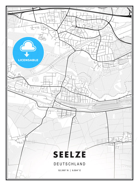 Seelze, Germany, Modern Print Template in Various Formats - HEBSTREITS Sketches